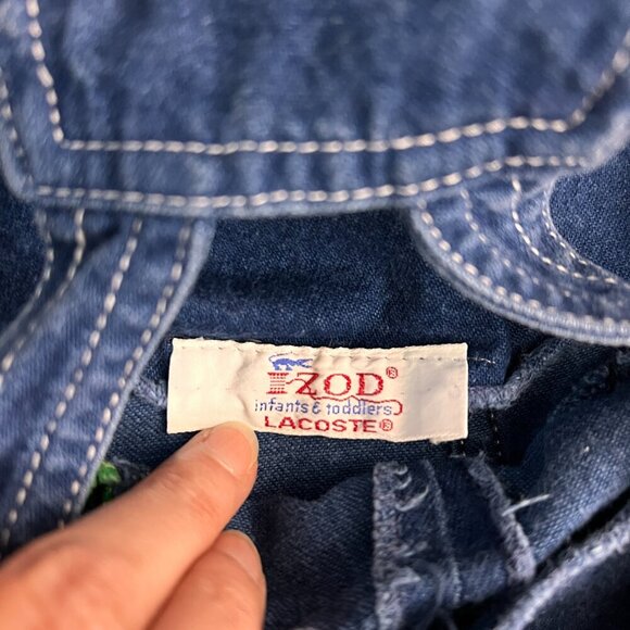 Izod Lacoste Alligator Denim Overalls Colorful Zippers Sz 6-9M - Picture 8 of 9
